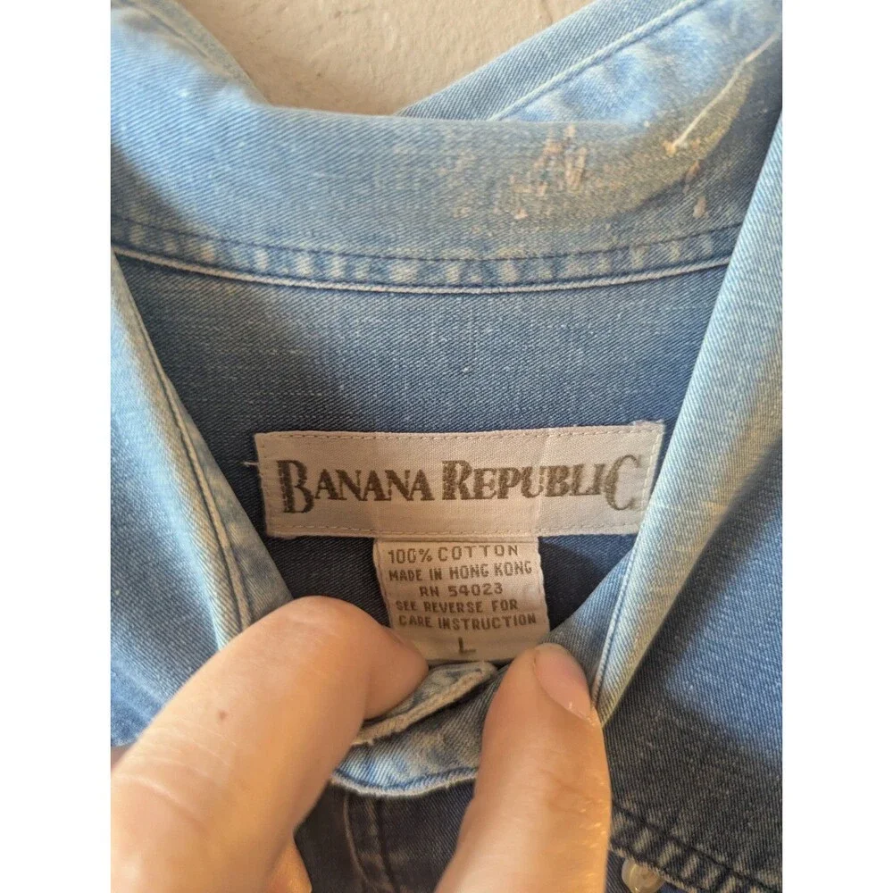 Banana Republic Vintage 80s 90s Denim Shirt Sz Large Tranisitional Era Y2k